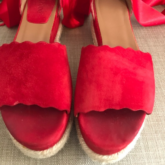 Lauren scalloped suede espadrille platform sandals - Picture 2 of 13